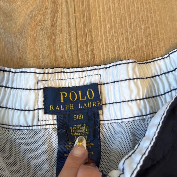 boys polo ralph lauren blue and white #3 swim trunk size small (8) - Picture 2 of 10